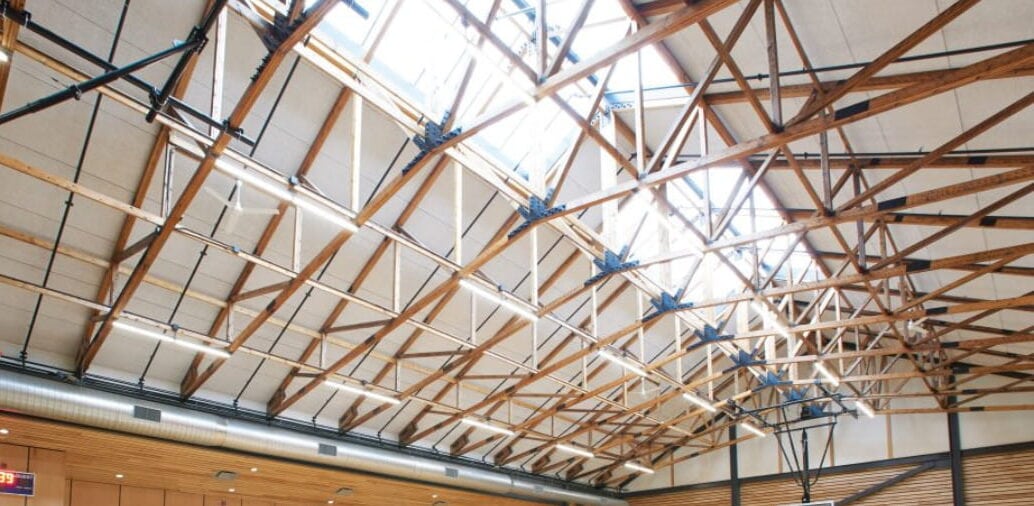 Tectum roof deck installation for high school gym and activity center